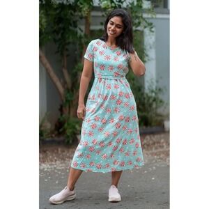 Maternity Nursing Dress SZ‎ XXL Mint Green Peppermint Swirl Short Sleeve Holiday